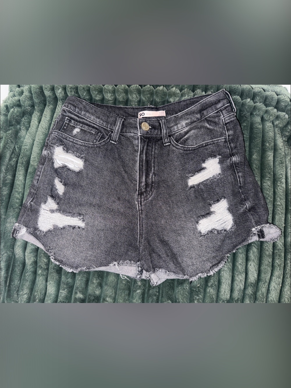 SO Black Distressed High-Rise Denim Shorts